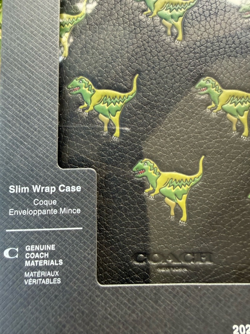 Coach Black Leather iPhone Case with Green Rexy Dino Print 🆕 16 Pro - Picture 4 of 4